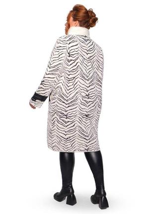 Зимнее женское пальто-кардиган на молнии из альпаки супер батальные размеры4 фото
