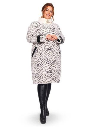 Зимнее женское пальто-кардиган на молнии из альпаки супер батальные размеры2 фото
