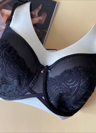Черный бюстгальтер большого размера, лифчик без поролона на чашку е с кружевом