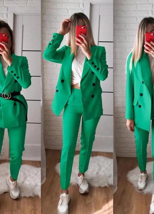 Костюм женский брючный с пиджаком чёрный красный синий зелёный бежевый розовый жёлтый