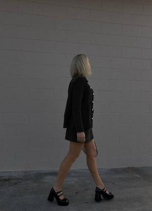 Вельветовий космтюм: жакет, піджак + спідниця міні, комплект, чорний, хакі1 фото