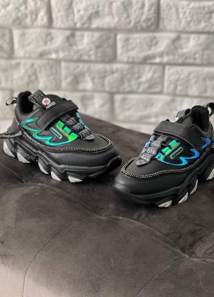 Кросівки дитячі для дівчинки чорні з переливом jong golf 4
