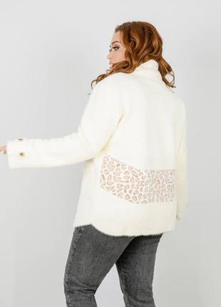 Зимнее женское пальто-пиджак на пугопицах из альпаки больших размеров5 фото