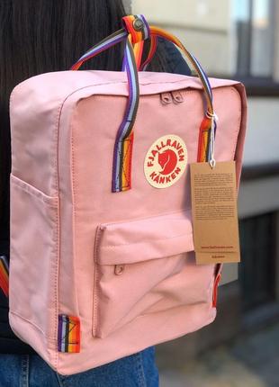 Рюкзак fjallraven kanken classic 16 l cream pink rainbow / наложка bs1 фото