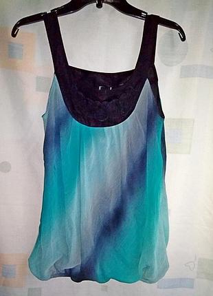 Майка-блуза 46-48 чёрно-зелёная