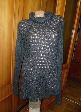 Фирменный свитер gerekli длинный с высоким горлом,70% шерсть1 фото