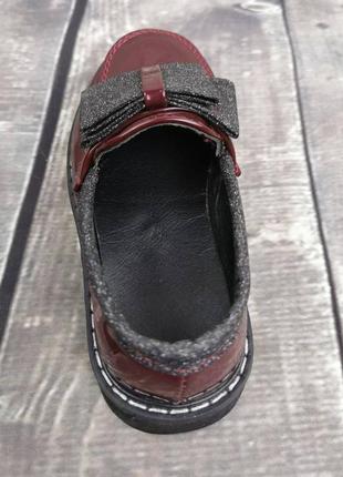 Лакированные туфли для девочек бордовые4 фото