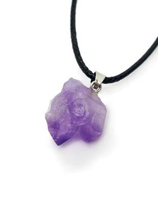 🔺💜✨кулон на шнурке "кристалл" натуральный камень аметист