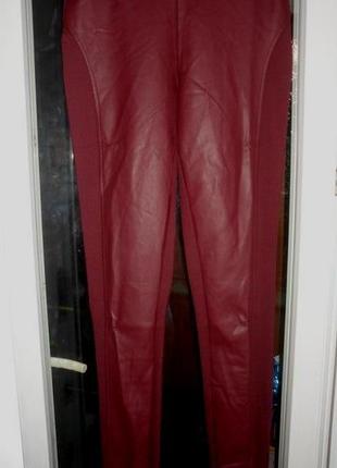 Повседневные лосины леггинсы кожаные штаны esmara брюки цвет марсала бордовые2 фото