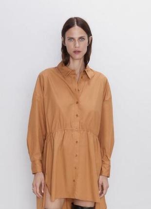 Zara легку бавовняну літнє плаття-сорочка