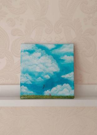 Інтер’єрна картина "нескінченне літо", картина небо та хмаринки на подарунок, у дитячу кімнату1 фото