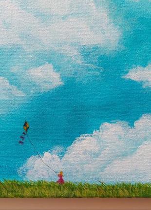 Інтер’єрна картина "нескінченне літо", картина небо та хмаринки на подарунок, у дитячу кімнату5 фото