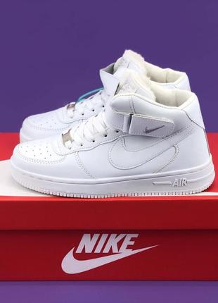 🔥кроссовки зимние nike air force 1 high white fur4 фото