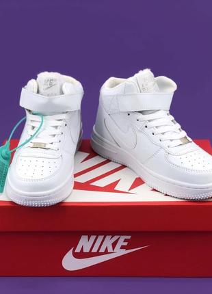 🔥кроссовки зимние nike air force 1 high white fur2 фото