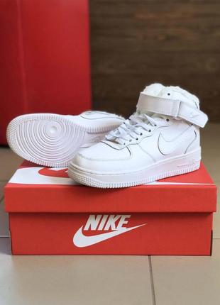 🔥кроссовки зимние nike air force 1 high white fur8 фото