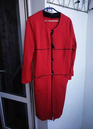 Стильное тёплое пальто кардиган шерсть, 50-54