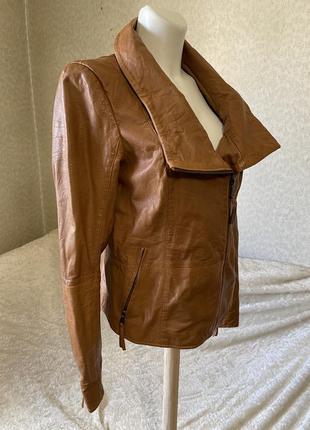 Куртка косуха, шкіряна куртка, шкіряна косуха, косуха, коричнева куртка3 фото