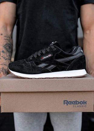 Демисезонные чёрные кроссовки кеды reebok classic чорні чоловічі кросівки рібок класік