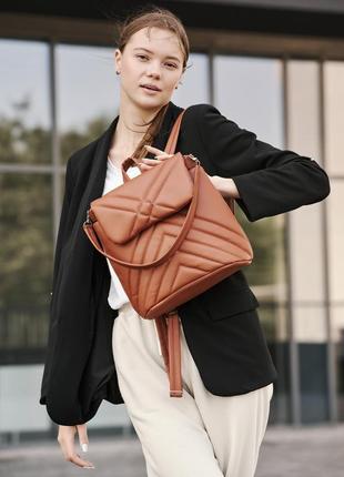 Жіночий рюкзак повсякденний, місткий, зручний - сумка sambag loft строчений - шоколадний