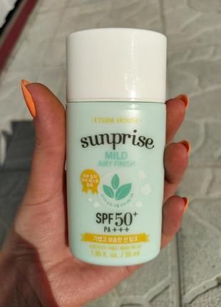 Сонцезахисне молочко etude house sunprise mild airy finish spf50+ pa+++, 55 мл