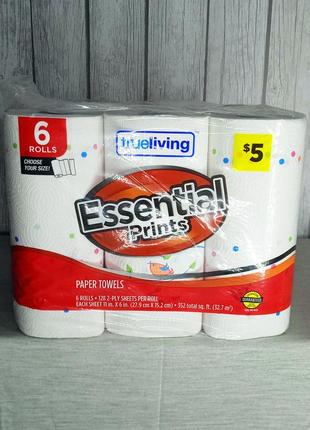 Рушники паперові true living essential prints 19,7 мм 6 шт (1411020006)