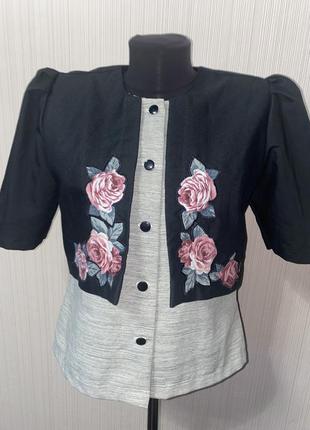 Пиджак двойной с цветами ретро винтаж3 фото