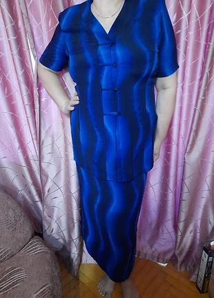 Женский костюм юбка и блуза батал вискоза