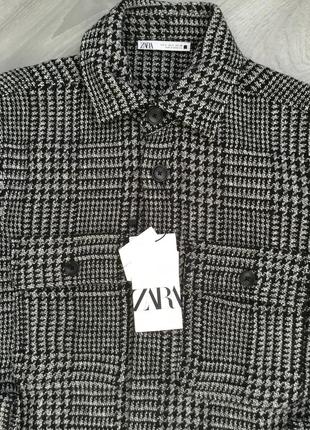 Куртка рубашка клетку от zara в составе шерсть10 фото