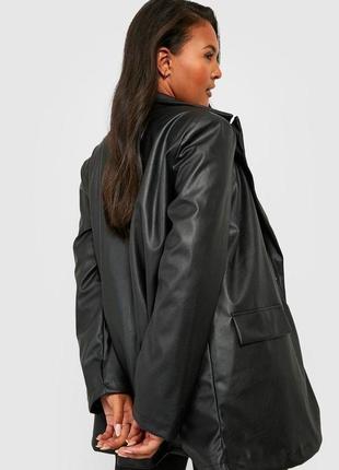 Піджак, блейзер з еко шкіри чорний2 фото