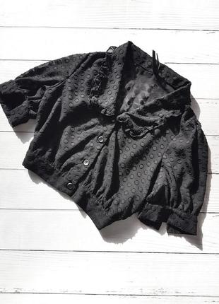 Блуза -топ черная  на пуговицах с воротником elli white1 фото