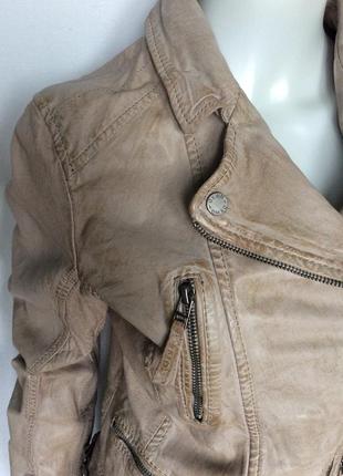 Oakwood бежева з ефектом потертості в стилі гранж косуха шкіряна куртка4 фото