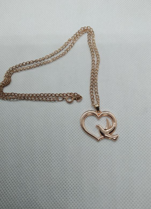 Цепочка с подвеской сердце голубь