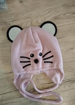 Шапочка для дівчинки мишка 🐭