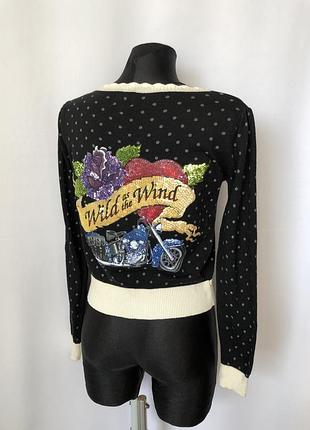 Готическая кофточка вышивка пайетки мотоцикл