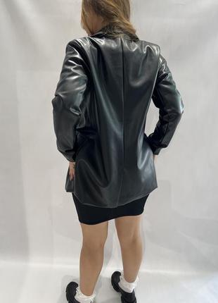 Піджак, блейзер з еко шкіри чорний6 фото