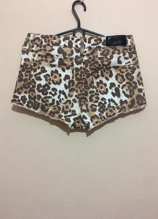 Шорты river island leopard print denim hot pants6 фото