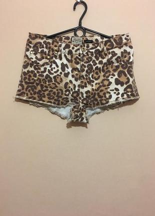 Шорти river island leopard print denim hot pants5 фото