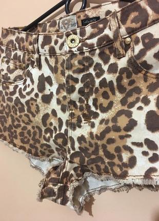 Шорты river island leopard print denim hot pants9 фото