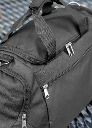 Чоловіча спортивна тканинна сумка дорожня чорна для поїздок тренувань в залі на 36 літрів10 фото