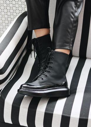 Жіночі  ботінки alexander mcqueen boots black premium женские ботинки  александр маквин6 фото
