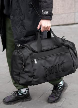 Чоловіча спортивна сумка дорожня everlast чорна для поїздок і тренувань містка на 36 літра