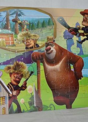 Дерев'яна іграшка пазли мульт герої різні формат а4 56 деталей ведмеді сусіди2 фото