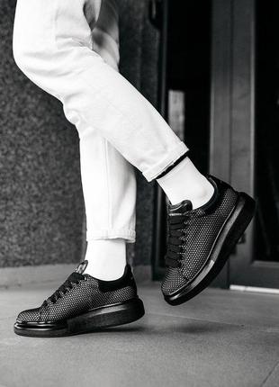 Жіночі кросівки  alexander mcqueen low larry black женские кроссовки  александр маквин