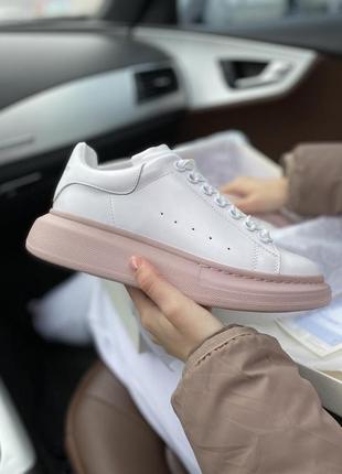 Жіночі кросівки  alexander mcqueen low white pink 1 женские кроссовки  александр маквин1 фото