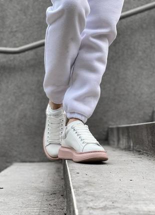 Жіночі кросівки  alexander mcqueen low white pink 1 женские кроссовки  александр маквин2 фото