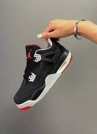 Жіночі кросівки nike air jordan 4 retro “black / red”a / женские кроссовки найк аир джордан