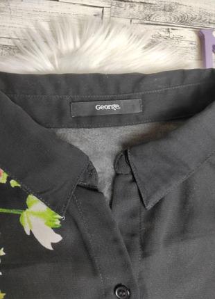 Женская рубашка george черная с цветочным принтом прозрачная размер 52 xxl4 фото
