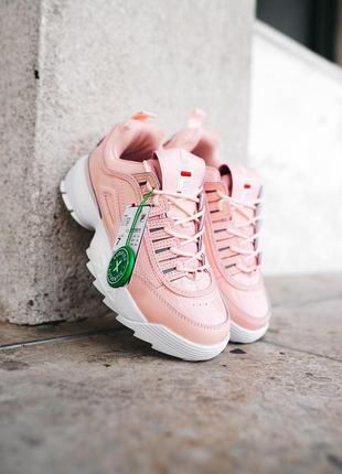 Жіночі кросівки  fila disruptor 2 pink white (шкіра) женские кроссовки  філа4 фото