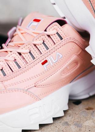 Жіночі кросівки  fila disruptor 2 pink white (шкіра) женские кроссовки  філа1 фото