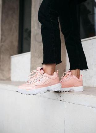 Жіночі кросівки  fila disruptor 2 pink white (шкіра) женские кроссовки  філа3 фото